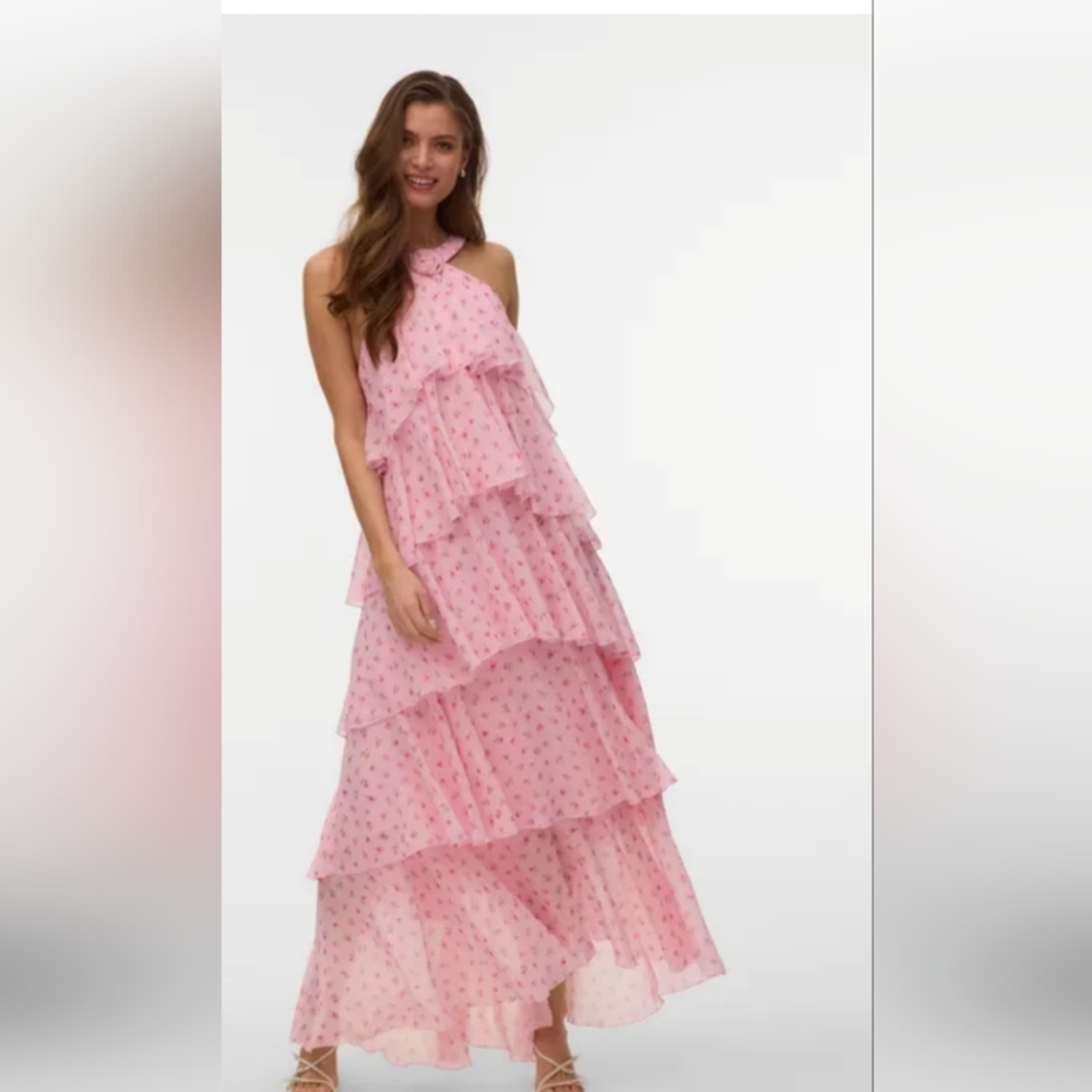 Vero Moda Pink Floral Maxi Dress
